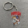 Maxcorners Red Fish Fishing Keychain Hooked On Freedom American Flag Fish Design Personalized Name 2D Keychain