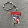 Maxcorners Tuna Fishing Keychain Hooked On Freedom American Flag Fish Design Personalized Name 2D Keychain