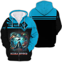 Maxcorners 3D Full Print Ocean In Scuba Mask Personalized Name Gift For Diver Lovers LM2111