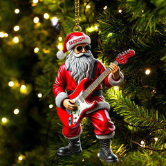Maxcorners Custom Name Santa Guitar Ornament, Santa Christmas Gift15 2D Flat LM2111