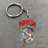 Maxcorners Trout Fishing Keychain Hooked On Freedom American Flag Fish Design Personalized Name 2D Keychain