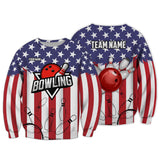 Maxcorners Bowling & Pins USA Flag Customized Name And Team Name 3D Polo Shirt