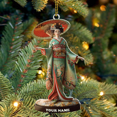 Maxcorners Custom Name Japanese Kimono Ornament, Japanese Lover Christmas Gift 2D Flat LM2111