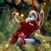 Maxcorners Custom Name and Number Soccer Santa Ornament, Soccer Christmas Gift 2D Flat LM2211