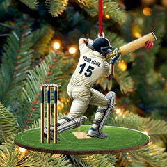 Maxcorners Custom Name Cricket Ball Ornament, Cricket Ball Lover Christmas Gifts 2D Flat LM2211
