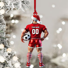 Maxcorners Soccer Santa Christmas Ornament, Personalized Ornament 2D Flat LM2211