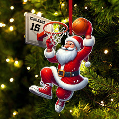 Maxcorners Custom Name and Number Basketball Santa Ornament, Basketball Lover Christmas Gift 2D Flat LM2211