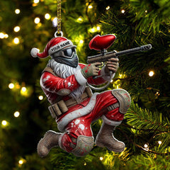 Maxcorners Custom Name Paintball Shooting Santa Ornament, Paintball Shooting Christmas Gift 2D Flat LM2111