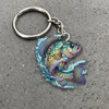 Maxcorners Crappie Fishing Colorful Neon Water Splash Art Personalized Name Keychain