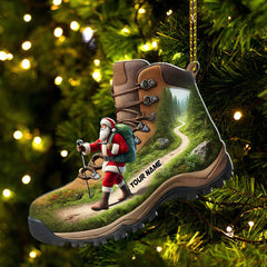 Maxcorners Custom Name Santa Hiking Ornament, Hiking Lover Christmas Gift 2D Flat LM2111