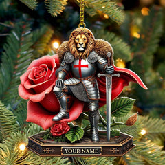 Maxcorners Custom Name England Warrior Ornament, England Lover Christmas Gift 2D Flat LM2111
