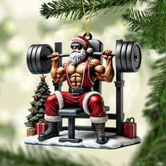 Maxcorners Santa Muscle Weightlifting Christmas Ornament, Personalized Ornament 2D Flat LM2211