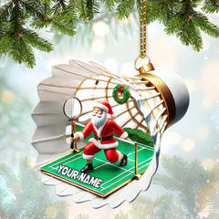 Maxcorners Custom Name Badminton Ornament, Christmas Gift for Badminton Lover 2D Flat LM2111