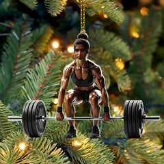 Maxcorners Custom Name Woman Gym Work Out Santa Ornament, Gymnastics Christmas Gift89 2D Flat LM2111