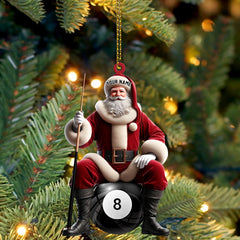 Maxcorners Billiard Santa Christmas Ornament, Personalized Ornament4 2D Flat LM2211