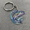 Maxcorners Walleye Fishing Colorful Neon Water Splash Art Personalized Name Keychain