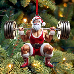 Maxcorners Custom Name Gym Work Out Santa Ornament, Gymnastics Christmas Gift9 2D Flat LM2211