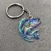 Maxcorner Bass Fishing Colorful Neon Water Splash Art Personalized Name Keychain
