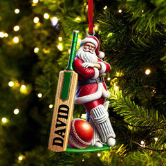 Maxcorners Cricket Ball Ready Santa Christmas Ornament, Personalized Ornament 2D Flat LM2211