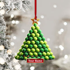 Maxcorners Tennis Ball Tree Christmas Ornament, Personalized Ornament 2D Flat LM2211