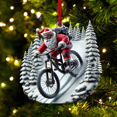 Maxcorners Custom Name Santa Mountain Bike Ornament, Christmas Gift for Mountain Bike Lover 2D Flat LM2211