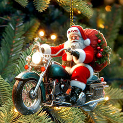 Maxcorners Custom Name Santa Motorbike Ornament, Santa Christmas Gift 2D Flat LM2111