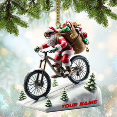 Maxcorners Santa Bike Ornament, Personalized Ornament 2D Flat LM2211