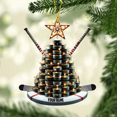 Maxcorners Hockey Tree Christmas Ornament, Personalized Ornament 2D Flat LM2211