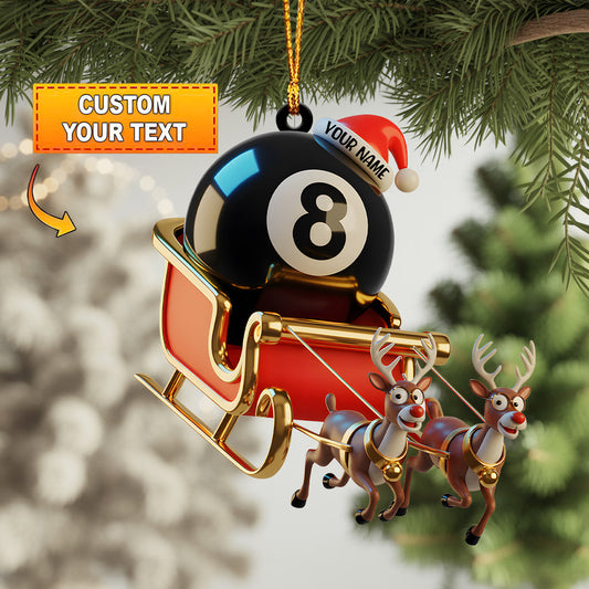 Maxcorners Billiard 8-Ball Sleigh Christmas Ornament