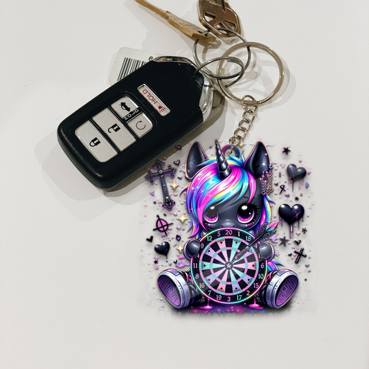 Maxcorners Gothic Unicorn Dartboard 3D Keychain