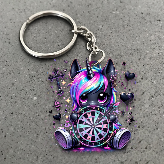 Maxcorners Gothic Unicorn Dartboard 3D Keychain