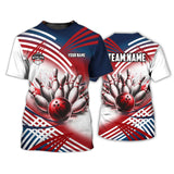 MaxCorners Bowling And Pins Blood Customized Name, Team Name 3D Polo Shirt For Men