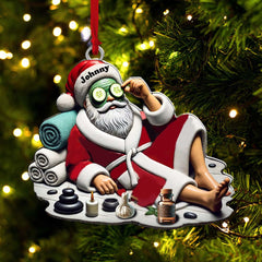 Maxcorners Custom Name Santa Spa Ornament, Santa Christmas Gift Decoration 2D Flat LM2111