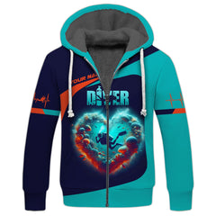 Maxcorners 3D Full Print Scuba Diving Heart Shirts Personalized Name Gift For Diver Lovers LM2111