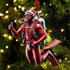 Maxcorners Custom Name Scuba Diving Ornament, Christmas Gift Decoration 2D Flat LM2111