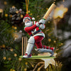 Maxcorners Cricket Ball Santa Pose Christmas Ornament, Personalized Ornament 2D Flat LM2211