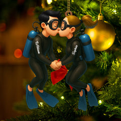 Maxcorners Couple Diving Home Decor, Christmas Ornament, Personalized Ornament 2D Flat LM2111
