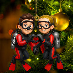 Maxcorners Diving Couple Home Decor, Christmas Ornament, Personalized Ornament 9 2D Flat LM2111