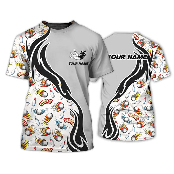 MaxCorners Bowling And Pins Strike Fire Customized Name, Team Name 3D Darts Polo Shirt For Men