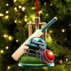 Maxcorners Custom Name Cricket Ball Ornament, Cricket Ball Lover Christmas Gift10 2D Flat LM2211