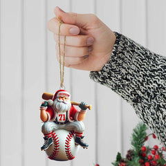 Maxcorners Custom Name Santa Baseball Ornament, Baseball Christmas Gift 2D Flat LM2111
