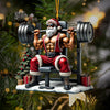 Maxcorners Santa Muscle Weightlifting Christmas Ornament, Personalized Ornament 2D Flat LM2211