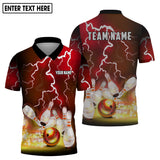 MaxCorners Bowling And Pins Golden Thunder Customized Name 3D Polo Shirt For Men