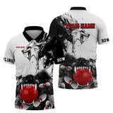 MaxCorners Bowling And Pins Wolf Customized Name, Team Name 3D Polo Shirt For Men