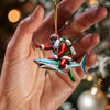 Maxcorners Santa Diver Riding Shark Christmas Ornament, Personalized Ornament 2D Flat LM2111
