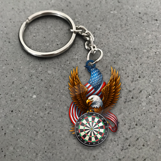 Maxcorners Patriotic Eagle Dartboard 3D Keychain