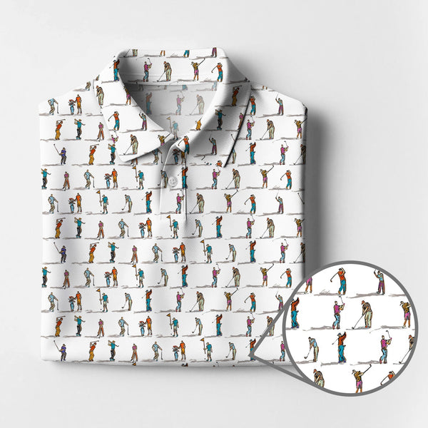 Maxcorners Golf Swing Motion Shirt, Pattern Golf Polos, Golf Gift For Men's, Funny Golf Shirts