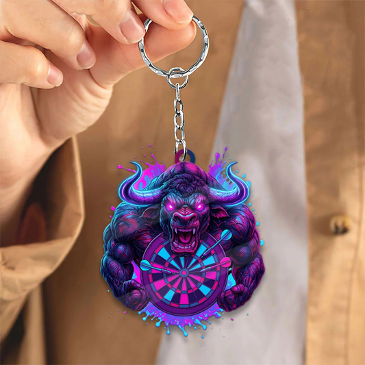 Maxcorners Neon Bull Beast Dartboard 3D Keychain
