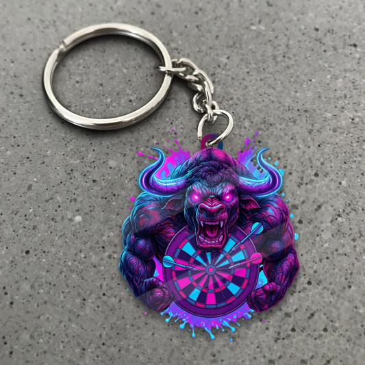 Maxcorners Neon Bull Beast Dartboard 3D Keychain