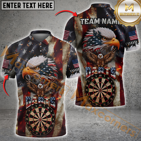 Maxcorners Patriot Eagle Darts Personalized Name 3D Unisex Shirt